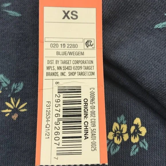 Colsie Women's Long Sleeve Fleece Lounge Sweatshirt Blue With Flowers XS New - Picture 4 of 13